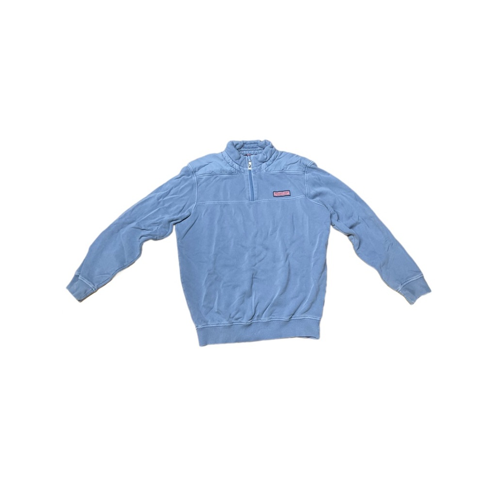 Vineyard Vines Blue Zip Up Sweater with Mock Neck